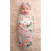 2-Piece Watercolor Floral Swaddle Cocoon and Hat Set